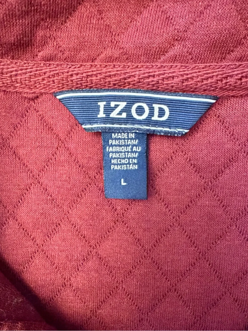 Men's Izod Quilted Snap-Front Pullover Sweater - Burgundy